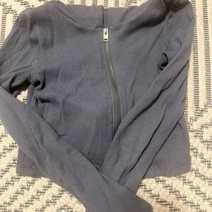 Hollister blue waffle kit zip up